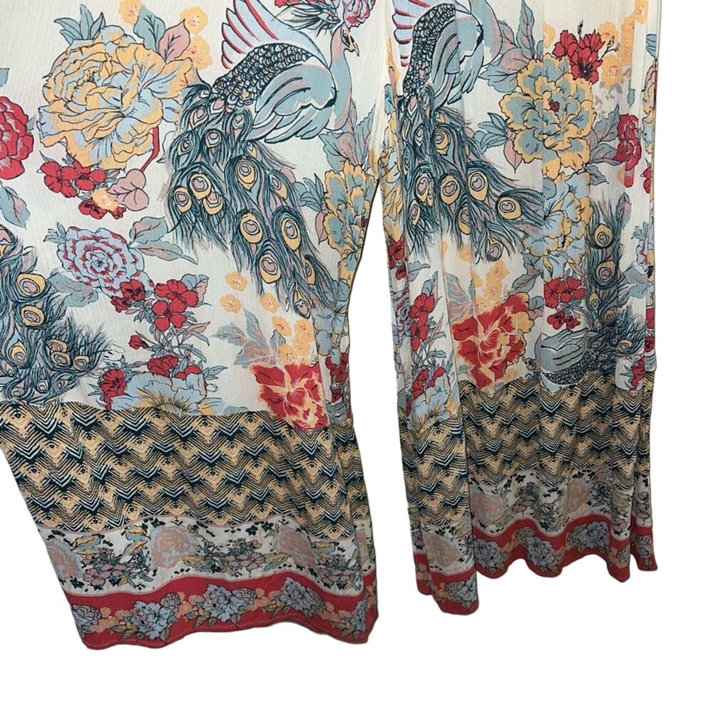Free People Cream Floral Maxi Skirt with Coral Border - Picture 5 of 6